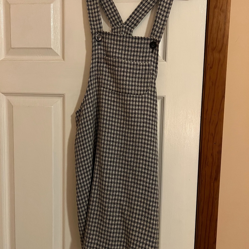 Navy and white plaid jumper